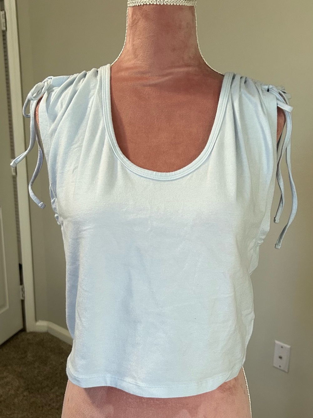2 Women's tops- Light Blue & pink Tie-Shoulder Tank Top